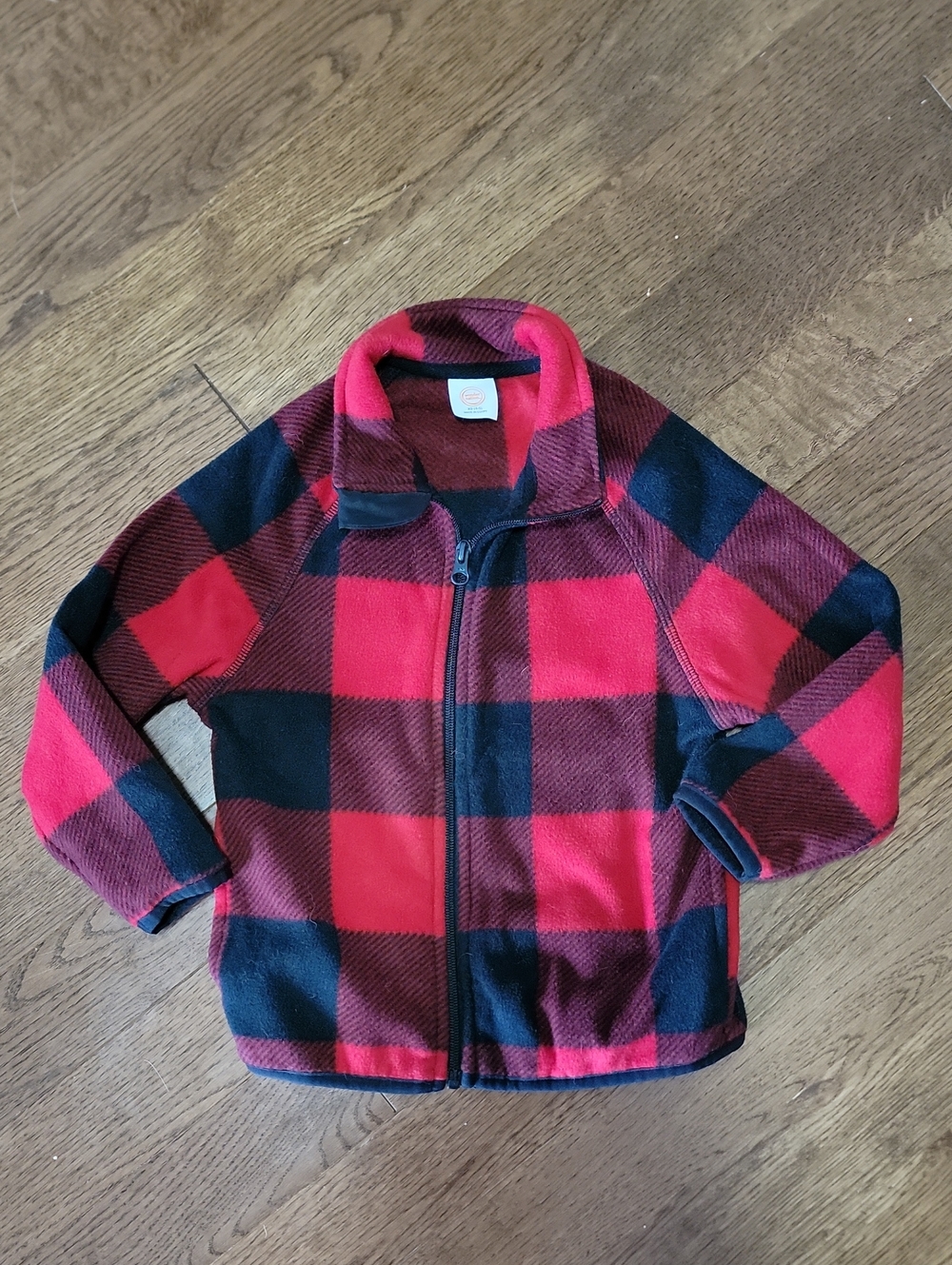 Red & Black Buffalo Plaid Zip-Up Fleece Jacket